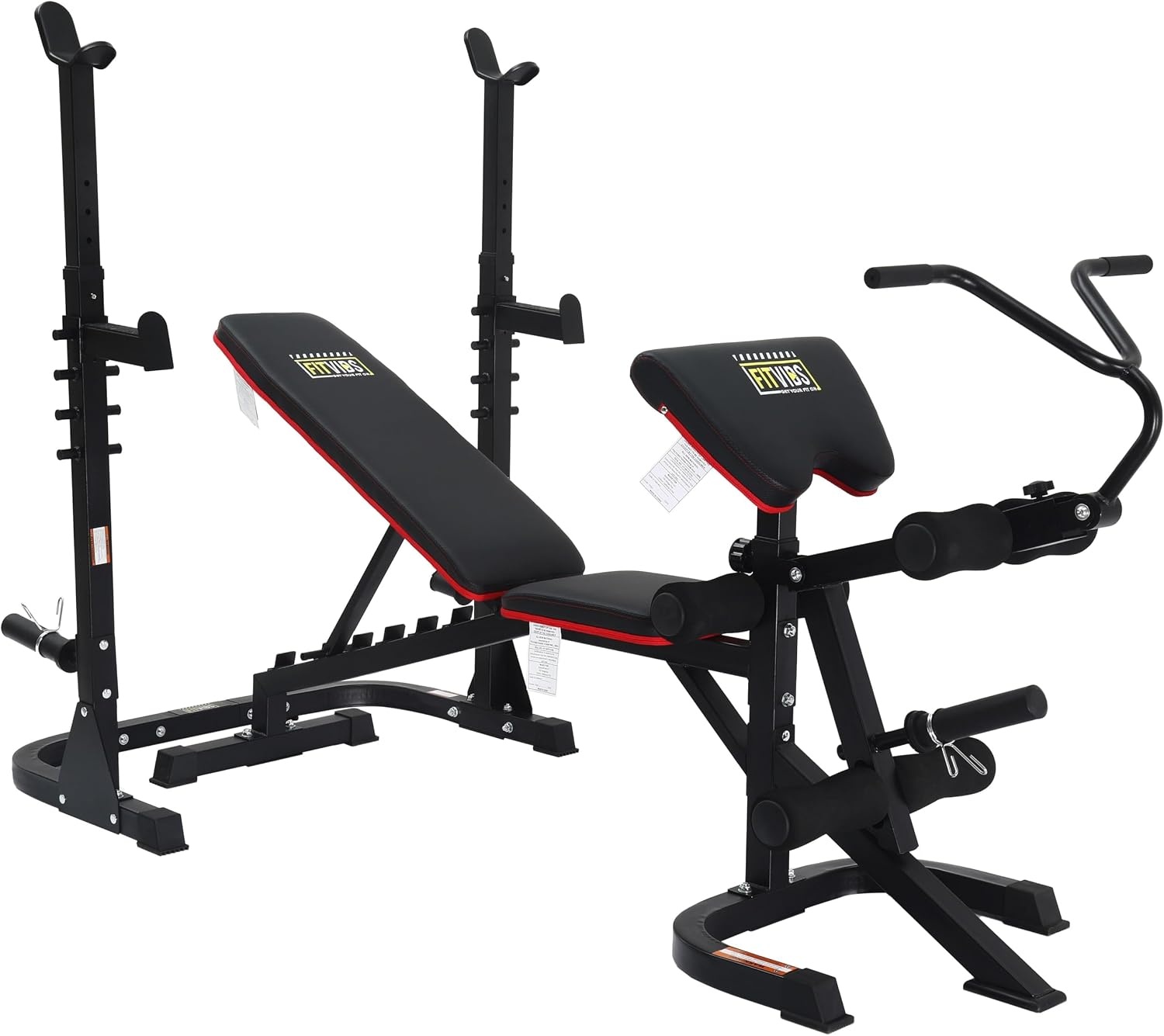 image:imageFitvids Adjustable Weight Bench Workout Bench for Home Gym Adjustable Weight Bench Set Workout Machine with Leg Extension and Curl MachineMetal Black
