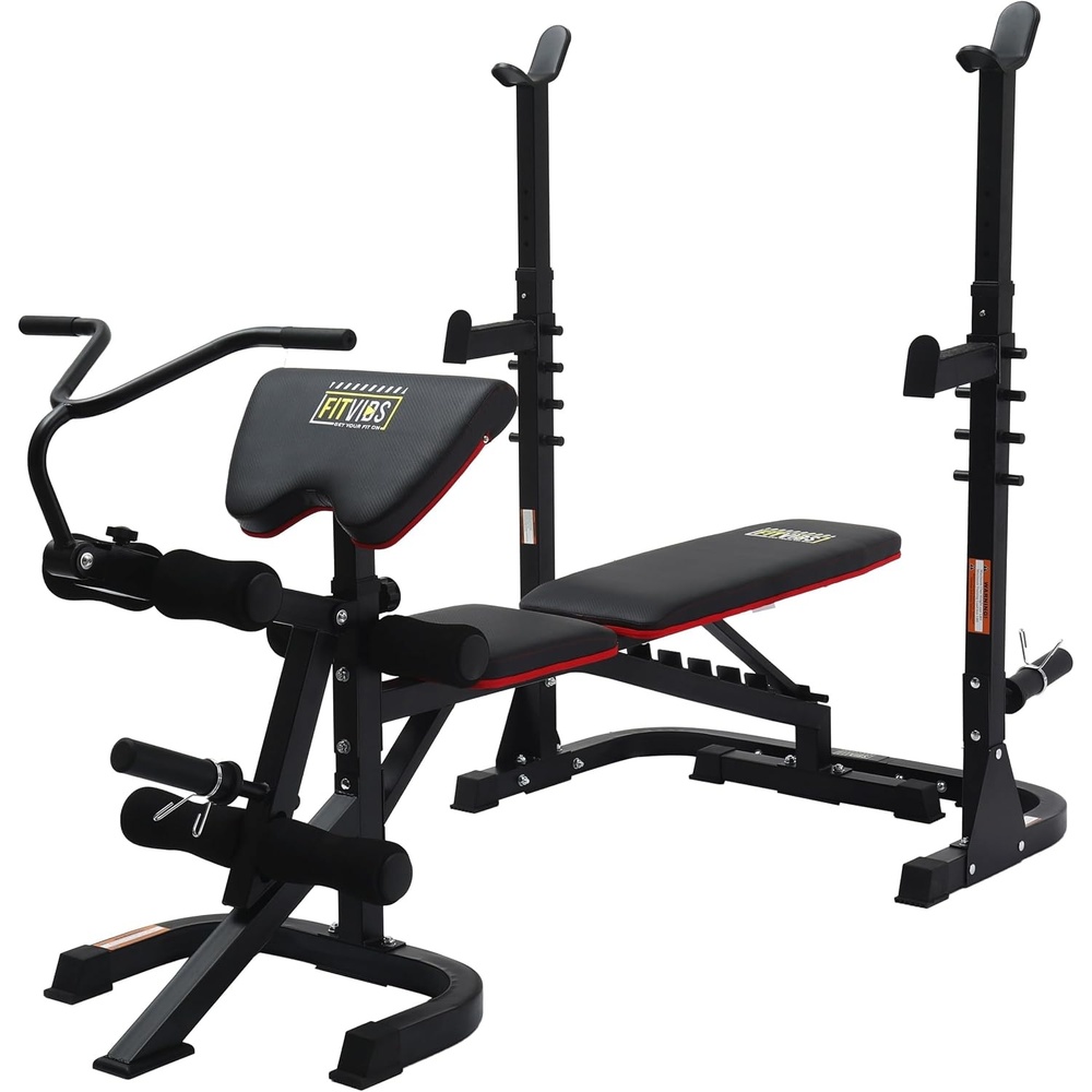 image:imageFitvids Adjustable Weight Bench Workout Bench for Home Gym Adjustable Weight Bench Set Workout Machine with Leg Extension and Curl MachineMetal Black