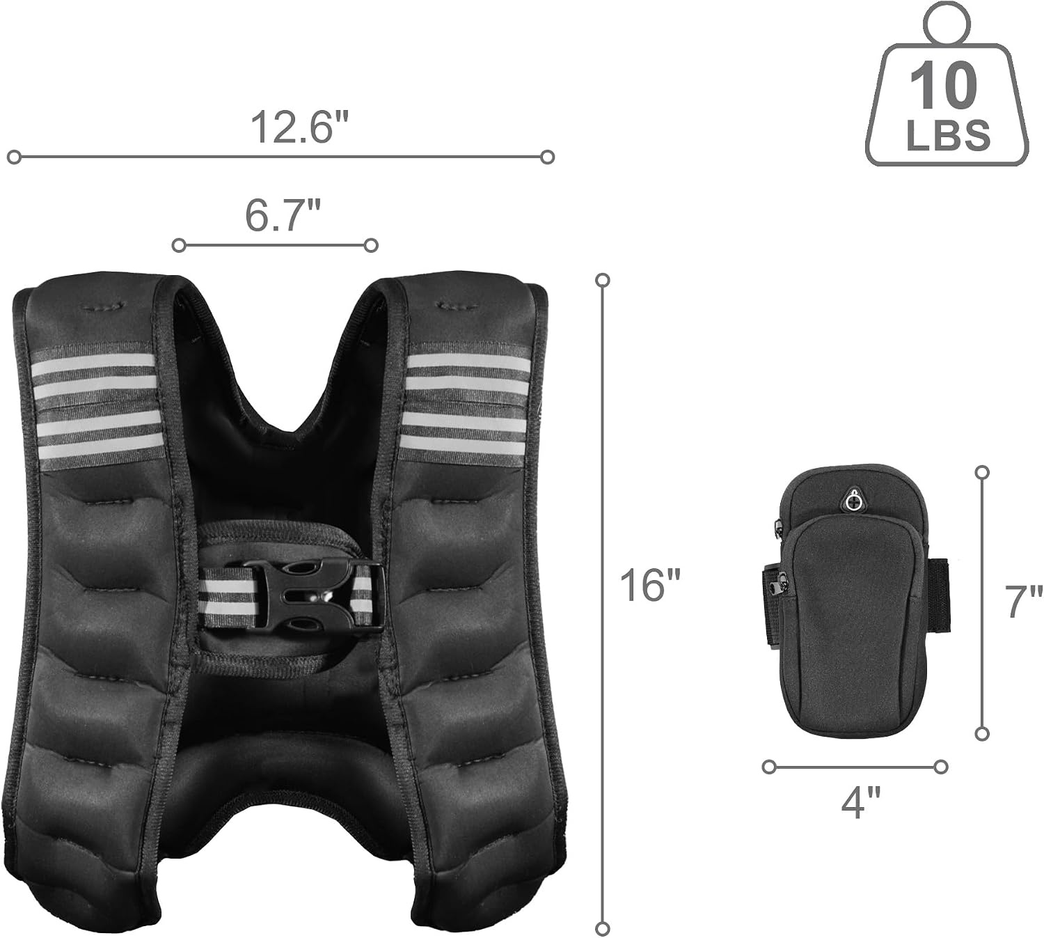image:imageFitvids Weighted Vest for Women amp Men Weight Vest with Detachable Phone Pouch for Walking Running Workout amp Strength Training 6lb8lb10lb Body Weight Vests for Fitness with Reflective Stripe10lb