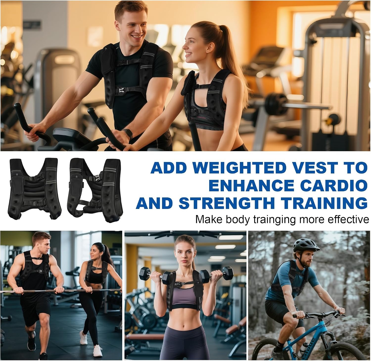 image:imageFitvids Weighted Vest for Women amp Men Weight Vest with Detachable Phone Pouch for Walking Running Workout amp Strength Training 6lb8lb10lb Body Weight Vests for Fitness with Reflective Stripe8lb